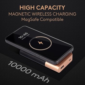 Duracell Magnetic Wireless Power Bank 10000 mAh, Magsafe Compatible, Fast Charging, Compact, 15W Wireless Charging, 22.5W USB A/Type C Output, for iPhone, Smartphones, USB & Qi Enabled Devices, Black Duracell Magnetic Wireless Power Bank 10000 mAh, Magsafe Compatible, Fast Charging, Compact, 15W Wireless Charging, 22.5W USB A/Type C Output, for iPhone, Smartphones, USB & Qi Enabled Devices, Black