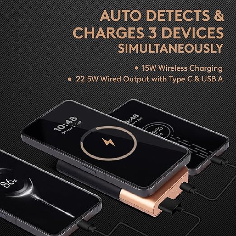 Duracell Magnetic Wireless Power Bank 10000 mAh, Magsafe Compatible, Fast Charging, Compact, 15W Wireless Charging, 22.5W USB A/Type C Output, for iPhone, Smartphones, USB & Qi Enabled Devices, Black Duracell Magnetic Wireless Power Bank 10000 mAh, Magsafe Compatible, Fast Charging, Compact, 15W Wireless Charging, 22.5W USB A/Type C Output, for iPhone, Smartphones, USB & Qi Enabled Devices, Black