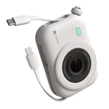 Portronics Power Shutter 10000mAh 15W Magnetic Wireless Fast Charging Powerbank with in-Built Type C & 8 Pin Cable, 22.5W Type C PD Output, Type C Bidirectional Port, LED Display (White)