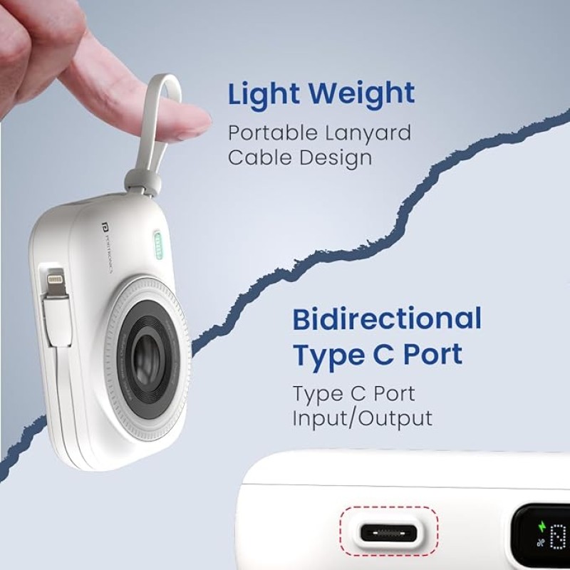 Portronics Power Shutter 10000mAh 15W Magnetic Wireless Fast Charging Powerbank with in-Built Type C & 8 Pin Cable, 22.5W Type C PD Output, Type C Bidirectional Port, LED Display (White) Portronics Power Shutter 10000mAh 15W Magnetic Wireless Fast Charging Powerbank with in-Built Type C & 8 Pin Cable, 22.5W Type C PD Output, Type C Bidirectional Port, LED Display (White)