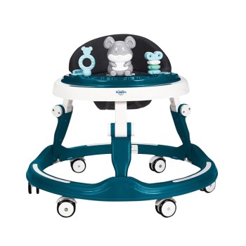 Amazon Brand - Supples Baby Walker (Musical) | Kids Walker with Toys | Baby Walkers for Boys & Girls 9+ Months | Adjustable Height Walker with RGB Lights | Sea Green & White