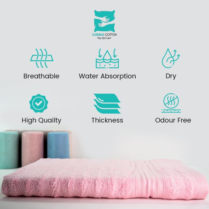 Cuddle Cotton Elite Bath Towel, 75 x 150 cm, 580 GSM, Wave Design, Blossom Pink Cuddle Cotton Elite Bath Towel, 75 x 150 cm, 580 GSM, Wave Design, Blossom Pink