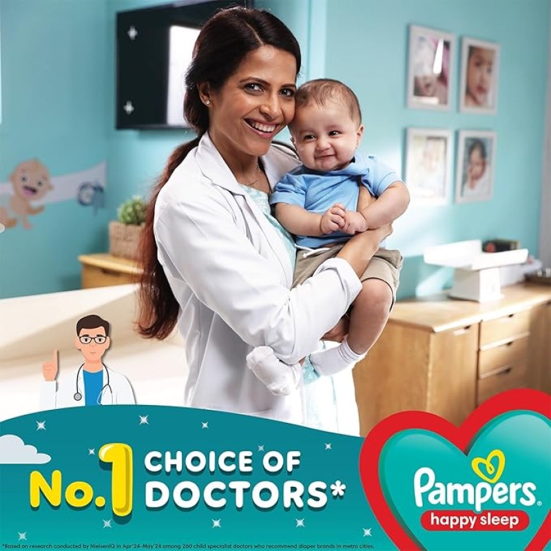Pampers Happy Sleep Pant Style Baby Diapers, Medium (M), 48 Count, 1 Pampers = 1 Night Sleep, with Anti Rash Shield, 7-12 Kg Diapers Pampers Happy Sleep Pant Style Baby Diapers, Medium (M), 48 Count, 1 Pampers = 1 Night Sleep, with Anti Rash Shield, 7-12 Kg Diapers