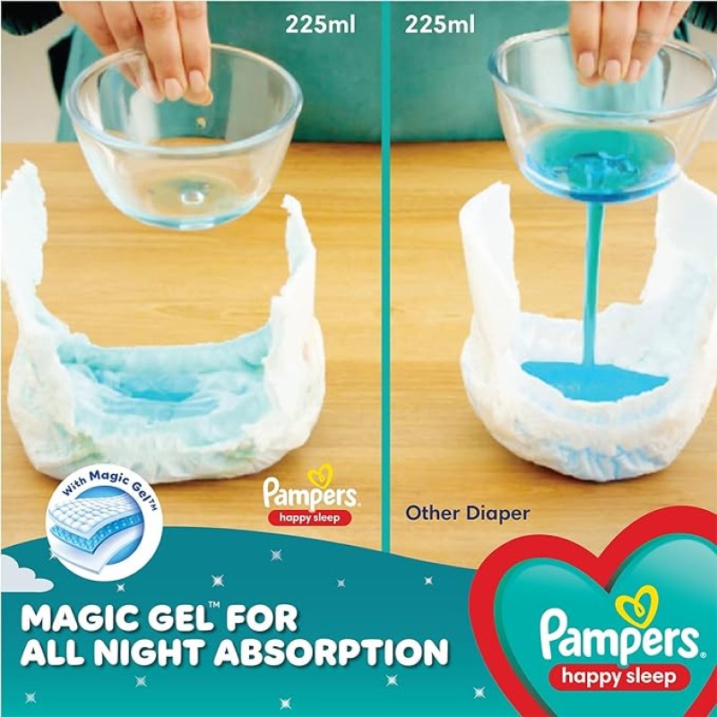 Pampers Happy Sleep Pant Style Baby Diapers, Medium (M), 48 Count, 1 Pampers = 1 Night Sleep, with Anti Rash Shield, 7-12 Kg Diapers Pampers Happy Sleep Pant Style Baby Diapers, Medium (M), 48 Count, 1 Pampers = 1 Night Sleep, with Anti Rash Shield, 7-12 Kg Diapers