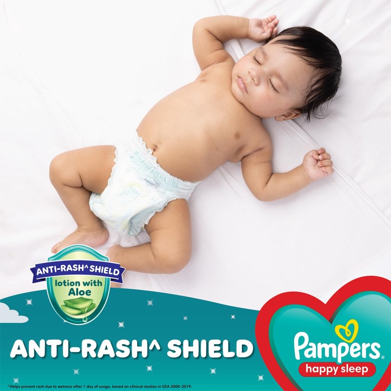 Pampers Happy Sleep Pant Style Baby Diapers, Medium (M), 48 Count, 1 Pampers = 1 Night Sleep, with Anti Rash Shield, 7-12 Kg Diapers Pampers Happy Sleep Pant Style Baby Diapers, Medium (M), 48 Count, 1 Pampers = 1 Night Sleep, with Anti Rash Shield, 7-12 Kg Diapers