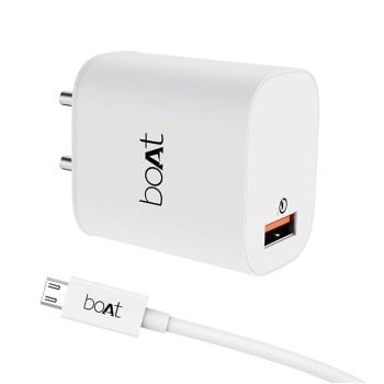 boAt WCD QC 3.0 18W Wall Charger with with Micro USB Cable, Quick Charge 3.0 Technology, Superior Protection, Maximum Efficiency(White)