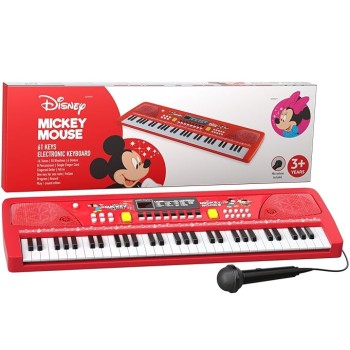 Lifelong Disney Mickey Electronic Piano Keyboard - 61-Key | Mic & One Side Speaker | 16 Tones, 10 Rhythms, 8 Percussions | Song Record, Finger Chord & Demo Modes | Microphone, USB Powered 