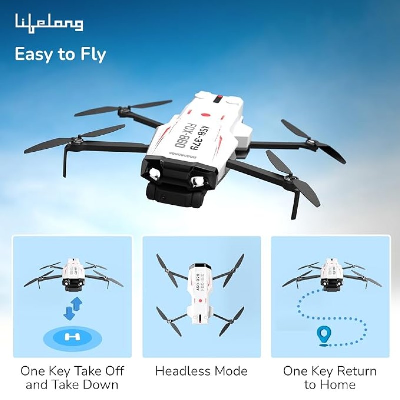 Lifelong Foldable Drone Toy for Kids | Dual VGA Camera |30 Mins Fly Time - 2 Batteries| 120� Wide Angle, 360� Flip, Altitude Hold |2X 1200mAh Batteries, App Control | Brushless Motor, 200-250ft Range Lifelong Foldable Drone Toy for Kids | Dual VGA Camera |30 Mins Fly Time - 2 Batteries| 120� Wide Angle, 360� Flip, Altitude Hold |2X 1200mAh Batteries, App Control | Brushless Motor, 200-250ft Range