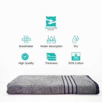 Cuddle Cotton Requisite 100% Cotton Bath Towel, 400 GSM, 70 cm x 147 cm, Sleek Grey Cuddle Cotton Requisite 100% Cotton Bath Towel, 400 GSM, 70 cm x 147 cm, Sleek Grey