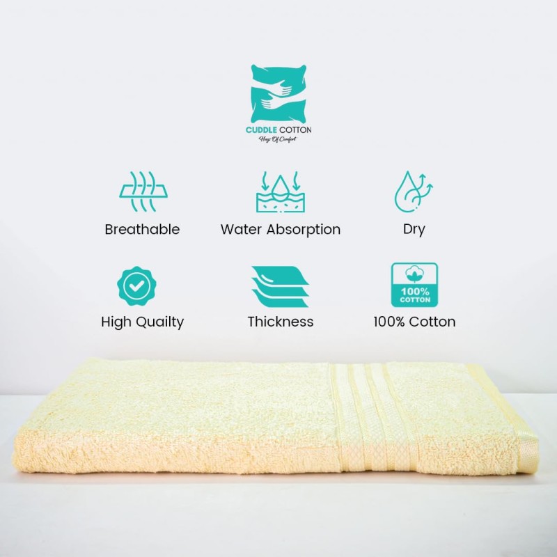 Cuddle Cotton Requisite 100% Cotton Bath Towel, 400 GSM, 70 cm x 147 cm, Sunshine Yellow Cuddle Cotton Requisite 100% Cotton Bath Towel, 400 GSM, 70 cm x 147 cm, Sunshine Yellow