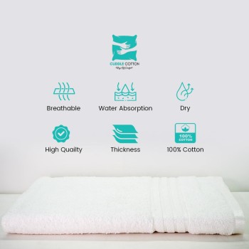 Cuddle Cotton Requisite 100% Cotton Bath Towel, 400 GSM, 70 cm x 147 cm, Opal White Cuddle Cotton Requisite 100% Cotton Bath Towel, 400 GSM, 70 cm x 147 cm, Opal White