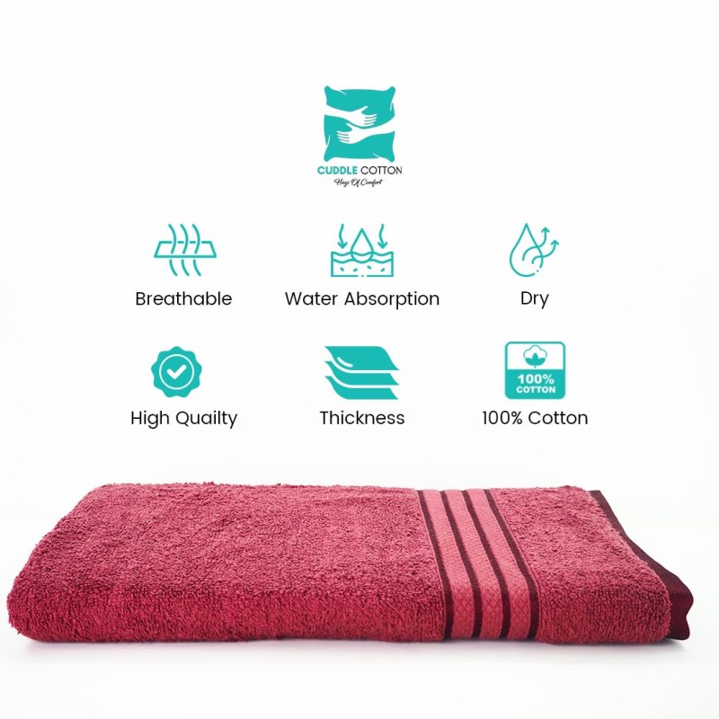 Cuddle Cotton Requisite 100% Cotton Bath Towel, 400 GSM, 70 cm x 147 cm, Merlot Red Cuddle Cotton Requisite 100% Cotton Bath Towel, 400 GSM, 70 cm x 147 cm, Merlot Red