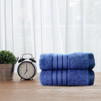 Cuddle Cotton Requisite Hand Towel Set of 2, 40 cm x 60 cm, 400 GSM, Sapphire Blue 100% Cotton