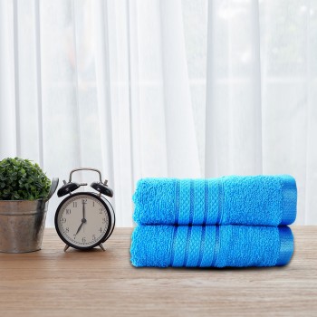 Cuddle Cotton Requisite Hand Towel Set of 2, 40 cm x 60 cm, 400 GSM, Azure Blue 100% Cotton