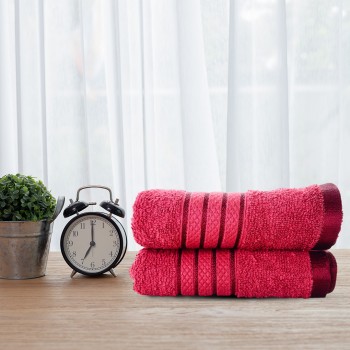 Cuddle Cotton Requisite Hand Towel Set of 2, 40 cm x 60 cm, 400 GSM, Merlot Red 100% Cotton