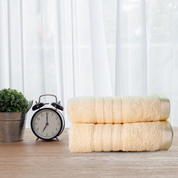 Cuddle Cotton Requisite Hand Towel Set of 2, 40 cm x 60 cm, 400 GSM, Sunshine Yellow 100% Cotton