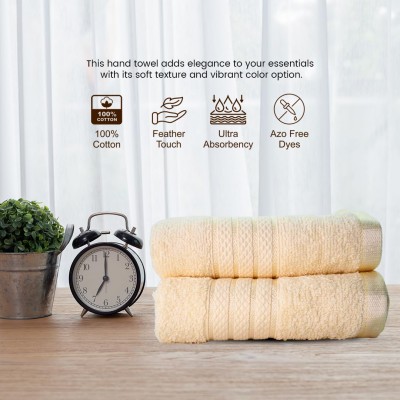 Cuddle Cotton Requisite Hand Towel Set of 2, 40 cm x 60 cm, 400 GSM, Sunshine Yellow 100% Cotton