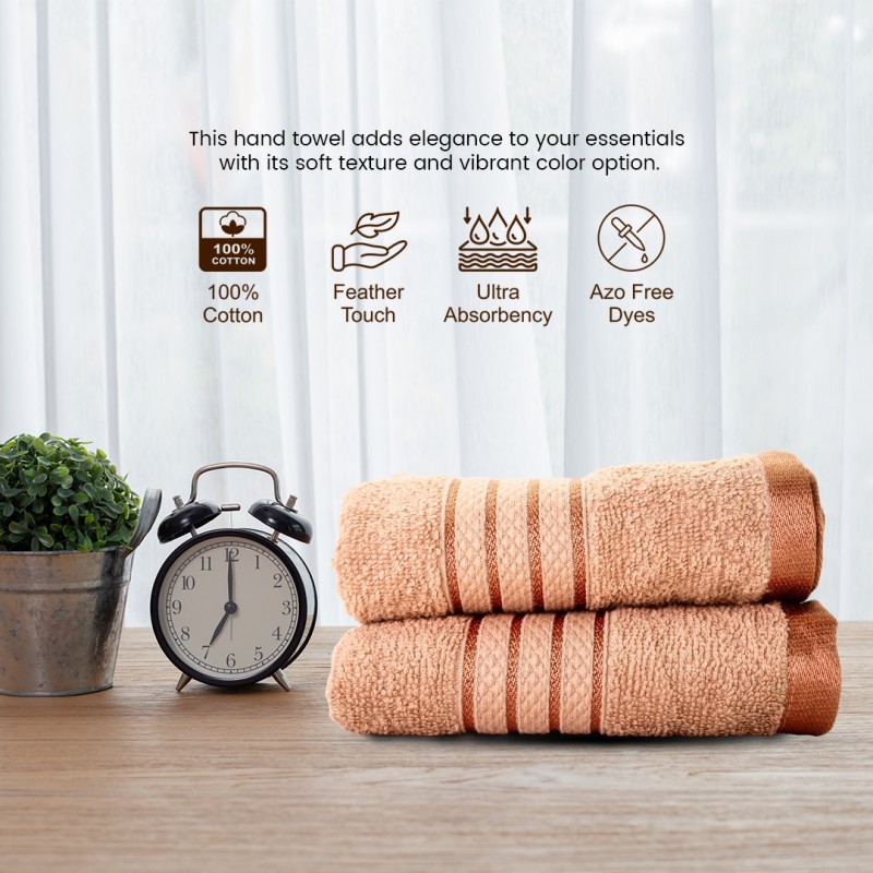 Cuddle Cotton Requisite Hand Towel Set of 2, 40 cm x 60 cm, 400 GSM, Beige Brown 100% Cotton Cuddle Cotton Requisite Hand Towel Set of 2, 40 cm x 60 cm, 400 GSM, Beige Brown 100% Cotton
