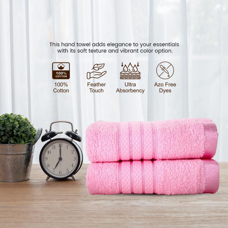 Cuddle Cotton Requisite Hand Towel Set of 2, 40 cm x 60 cm, 400 GSM, Blush Pink 100% Cotton Cuddle Cotton Requisite Hand Towel Set of 2, 40 cm x 60 cm, 400 GSM, Blush Pink 100% Cotton