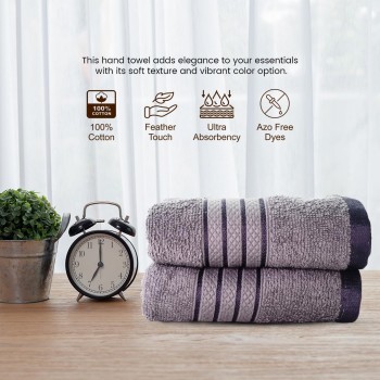 Cuddle Cotton Requisite Hand Towel Set of 2, 40 cm x 60 cm, 400 GSM, Sleek Grey 100% Cotton Cuddle Cotton Requisite Hand Towel Set of 2, 40 cm x 60 cm, 400 GSM, Sleek Grey 100% Cotton