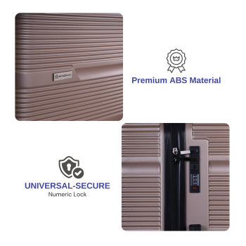 SPACEWALK GLOSTER Hard Case ABS Luggage, SET OF 3 (S, M, L), 8 Spinner Wheels, TSA Lock, Anti-Theft Zip, Lightweight & Durable, 3-Year Warranty, Made in India