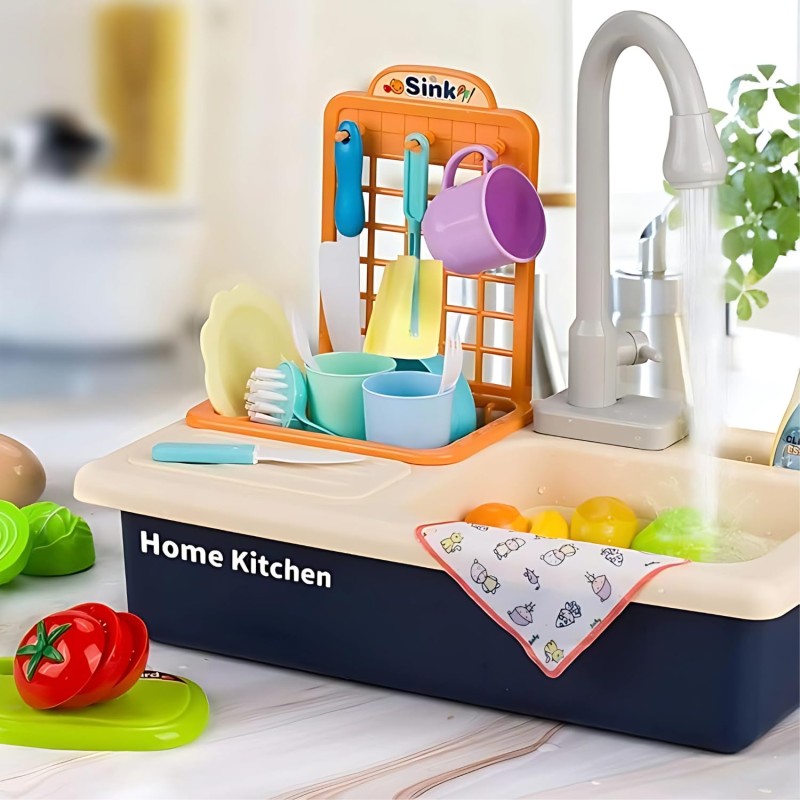Mini Steps Kids Kitchen Sink Playset with Water Flow – Electronic Wash Basin with Running Water, Pretend Play Set for Girls Mini Steps Kids Kitchen Sink Playset with Water Flow – Electronic Wash Basin with Running Water, Pretend Play Set for Girls