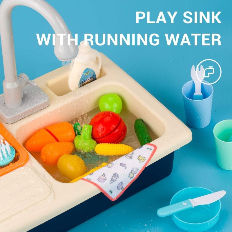 Mini Steps Kids Kitchen Sink Playset with Water Flow – Electronic Wash Basin with Running Water, Pretend Play Set for Girls Mini Steps Kids Kitchen Sink Playset with Water Flow – Electronic Wash Basin with Running Water, Pretend Play Set for Girls