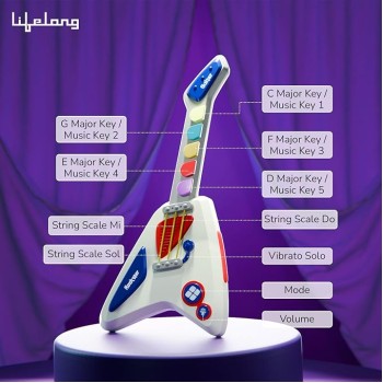 Lifelong Cuppy Kids Electric Guitar - 4 Modes| Musical Instrument Toy for Beginners, Ideal for Boys & Girls | Educational & Fun Learning Toy, Small Guitar, Ideal for Early Music Learning for 1+ Years