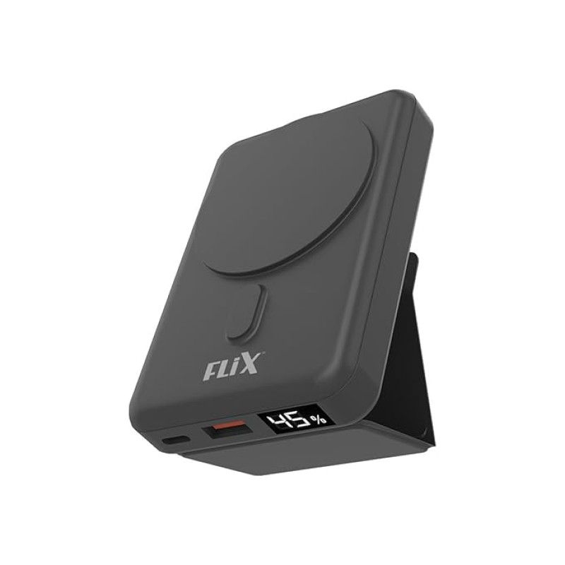 FLiX (Beetel) MagConnect Elite 10,000mAh 15W Magnetic Wireless Output,22.5W QC Pocket Power Delivery PPS,Type C & Type A Input/Output,Rapid Charge,LED Display,Perfect for iPhone 12,13,14(Black) FLiX (Beetel) MagConnect Elite 10,000mAh 15W Magnetic Wireless Output,22.5W QC Pocket Power Delivery PPS,Type C & Type A Input/Output,Rapid Charge,LED Display,Perfect for iPhone 12,13,14(Black)