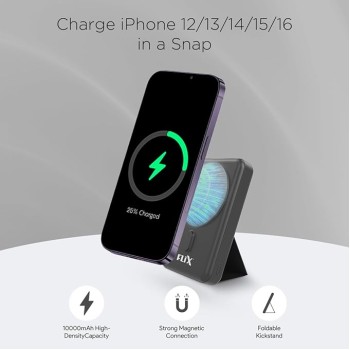 FLiX (Beetel) MagConnect Elite 10,000mAh 15W Magnetic Wireless Output,22.5W QC Pocket Power Delivery PPS,Type C & Type A Input/Output,Rapid Charge,LED Display,Perfect for iPhone 12,13,14(Black) FLiX (Beetel) MagConnect Elite 10,000mAh 15W Magnetic Wireless Output,22.5W QC Pocket Power Delivery PPS,Type C & Type A Input/Output,Rapid Charge,LED Display,Perfect for iPhone 12,13,14(Black)