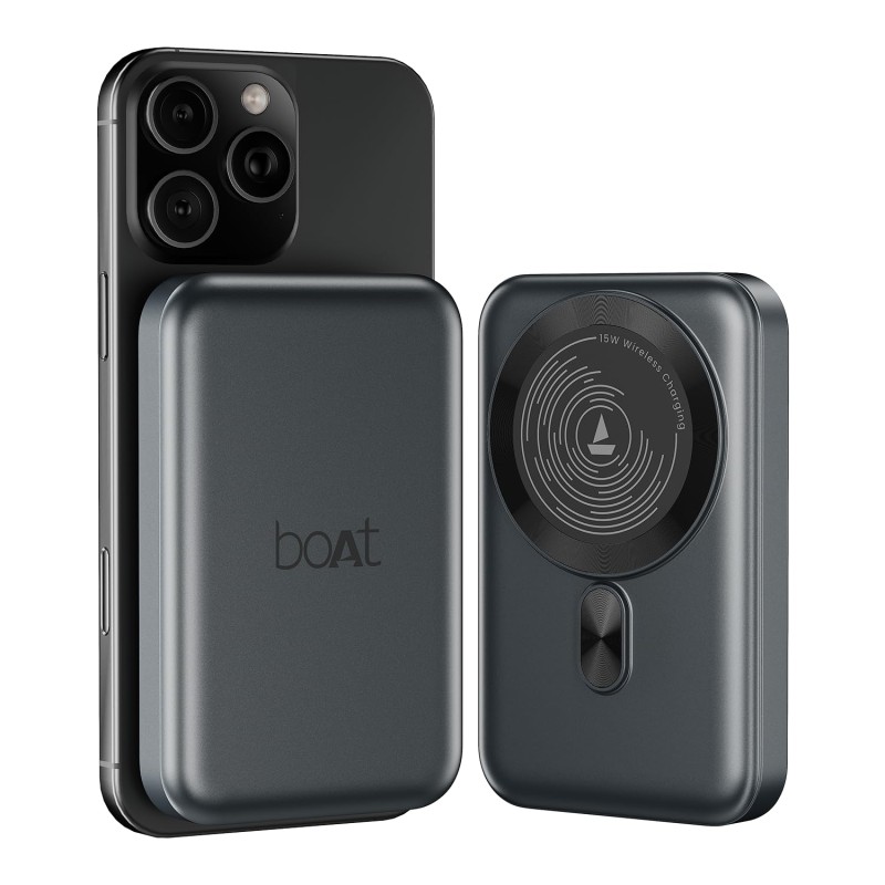boAt New Launch EnergyShroom PB331 (Magsafe) 10000mAh Magnetic Wireless Powerbank, 15W Wireless & 22.5W Wired Charging for (iPhone 16,15,14,13 & 12, Android & Other Qi Enabled Devices) (Ash Black) boAt New Launch EnergyShroom PB331 (Magsafe) 10000mAh Magnetic Wireless Powerbank, 15W Wireless & 22.5W Wired Charging for (iPhone 16,15,14,13 & 12, Android & Other Qi Enabled Devices) (Ash Black)