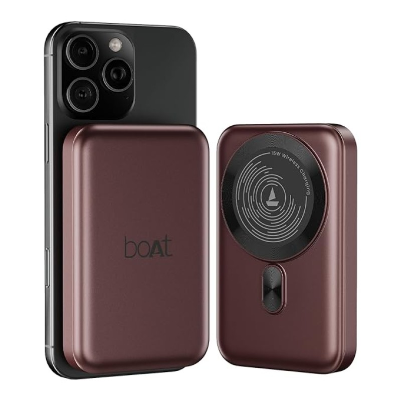 boAt New Launch EnergyShroom PB331 (Magsafe) 10000mAh Magnetic Wireless Powerbank, 15W Wireless & 22.5W Wired Charging for (iPhone 16,15,14,13 & 12, A boAt New Launch EnergyShroom PB331 (Magsafe) 10000mAh Magnetic Wireless Powerbank, 15W Wireless & 22.5W Wired Charging for (iPhone 16,15,14,13 & 12, A