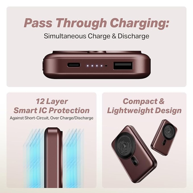 boAt New Launch EnergyShroom PB331 (Magsafe) 10000mAh Magnetic Wireless Powerbank, 15W Wireless & 22.5W Wired Charging for (iPhone 16,15,14,13 & 12, A boAt New Launch EnergyShroom PB331 (Magsafe) 10000mAh Magnetic Wireless Powerbank, 15W Wireless & 22.5W Wired Charging for (iPhone 16,15,14,13 & 12, A