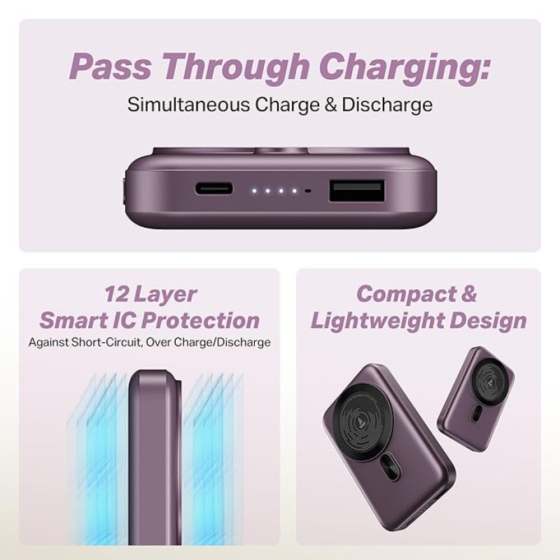 boAt New Launch EnergyShroom PB331 (Magsafe) 10000mAh Magnetic Wireless Powerbank, 15W Wireless & 22.5W Wired Charging for (iPhone 16,15,14,13 & 12, Android & Other Qi Enabled Devices) (Purple) boAt New Launch EnergyShroom PB331 (Magsafe) 10000mAh Magnetic Wireless Powerbank, 15W Wireless & 22.5W Wired Charging for (iPhone 16,15,14,13 & 12, Android & Other Qi Enabled Devices) (Purple)