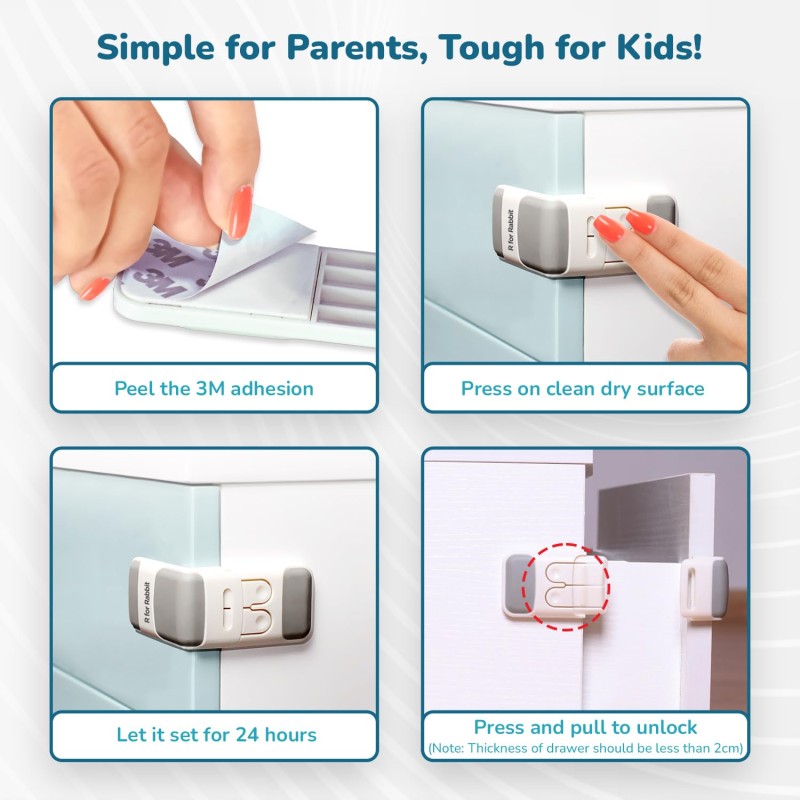 R for Rabbit Protector Plus Drawer Locker for Kids (1 Unit) | Premium Cabinets Door & Cupboard Lock | Wardrobe Child Safety Proofing Drawer Locks R for Rabbit Protector Plus Drawer Locker for Kids (1 Unit) | Premium Cabinets Door & Cupboard Lock | Wardrobe Child Safety Proofing Drawer Locks