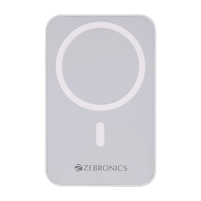 ZEBRONICS MW63 Wireless Power Bank, 10000 mAh, Rapid Charge, Magsafe, Outputs - 20W Wired | 15W Wireless, Type C PD, Built in Protections, LED Indicator, Compatible with iPhone, Made in India ZEBRONICS MW63 Wireless Power Bank, 10000 mAh, Rapid Charge, Magsafe, Outputs - 20W Wired | 15W Wireless, Type C PD, Built in Protections, LED Indicator, Compatible with iPhone, Made in India