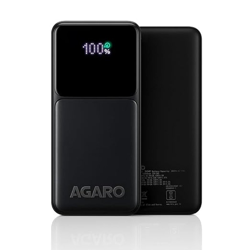 AGARO Imperial Power Bank 20000 mAh, 22.5W Power Delivery for Smartphones, Portable, USB C & Micro Input, USB A1,A2 & C Output, Fast Charge Technology for Tablets, Headphones and Hi-Powered Devices AGARO Imperial Power Bank 20000 mAh, 22.5W Power Delivery for Smartphones, Portable, USB C & Micro Input, USB A1,A2 & C Output, Fast Charge Technology for Tablets, Headphones and Hi-Powered Devices