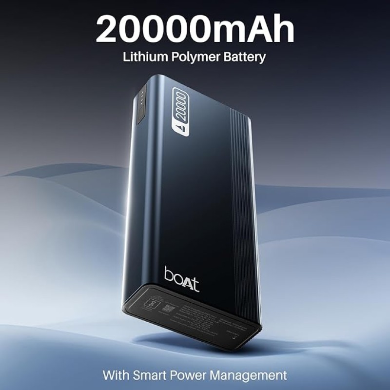 boAt Energyshroom PB401 20000mAh Power Bank| Micro USB and Type C (2-Way Input Ports), 22.5W, 3X Output Ports, Compatible with Tablets, Smartphones, Earbuds, Smartwatch (Midnight Blue) boAt Energyshroom PB401 20000mAh Power Bank| Micro USB and Type C (2-Way Input Ports), 22.5W, 3X Output Ports, Compatible with Tablets, Smartphones, Earbuds, Smartwatch (Midnight Blue)