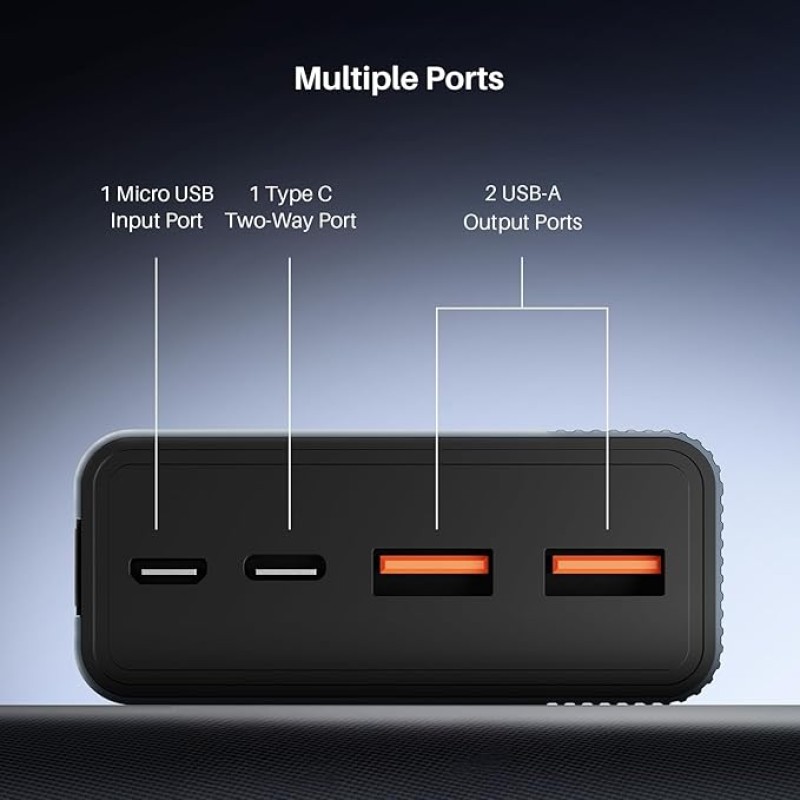 boAt Energyshroom PB401 20000mAh Power Bank| Micro USB and Type C (2-Way Input Ports), 22.5W, 3X Output Ports, Compatible with Tablets, Smartphones, Earbuds, Smartwatch (Midnight Blue) boAt Energyshroom PB401 20000mAh Power Bank| Micro USB and Type C (2-Way Input Ports), 22.5W, 3X Output Ports, Compatible with Tablets, Smartphones, Earbuds, Smartwatch (Midnight Blue)