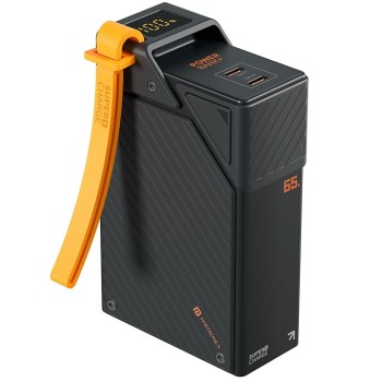 Portronics 65W Halley 20K 20000mAh Fast Charging Powerbank for Android Smartphones, iPhones, ipads, Tablets & Macbooks, Dual Type C PD Port, LED Display, Strong Lanyard (Black)