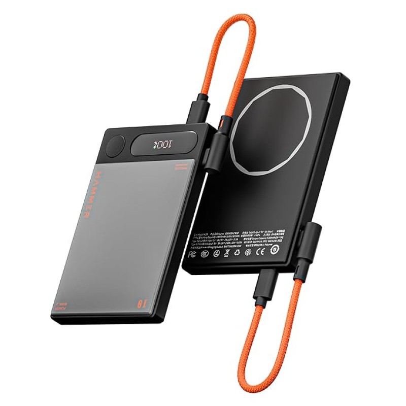HAMMER 10000mAh MagSafe Power Bank, 15W Wireless Charging (MagSafe & Qi), 22.5W PD/PPS Fast Wired Charging, LED Display, iPhone 12 & Above, Metallic Finish, Magnetic Ring Included, Made in India HAMMER 10000mAh MagSafe Power Bank, 15W Wireless Charging (MagSafe & Qi), 22.5W PD/PPS Fast Wired Charging, LED Display, iPhone 12 & Above, Metallic Finish, Magnetic Ring Included, Made in India