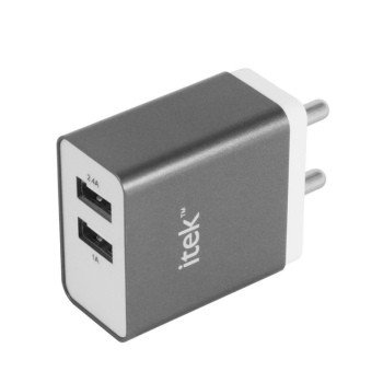 Itek Dual (2.4A 1A) Wall Adapter Grey Itek Dual (2.4A 1A) Wall Adapter Grey