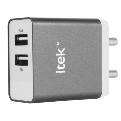 Itek Dual (2.4A 1A) Wall Adapter Grey