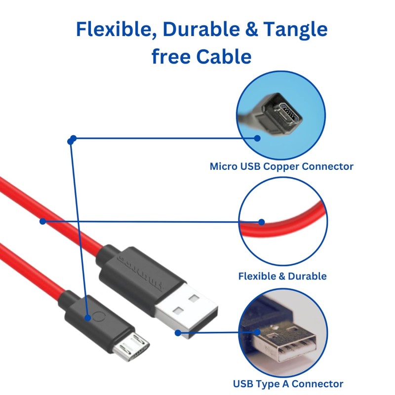 Reconnect RAMRB1001 Micro USB Charging Cable, Red Reconnect RAMRB1001 Micro USB Charging Cable, Red