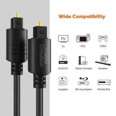 CableCreation 6 FT Digital Fiber Optical Toslink Cable Gold Plated for Home Theater, Sound Bar, TV, PS4, Xbox, VD/CD Player,Blu-ray Players,Game Console& More,Black 1.8m CableCreation 6 FT Digital Fiber Optical Toslink Cable Gold Plated for Home Theater, Sound Bar, TV, PS4, Xbox, VD/CD Player,Blu-ray Players,Game Console& More,Black 1.8m