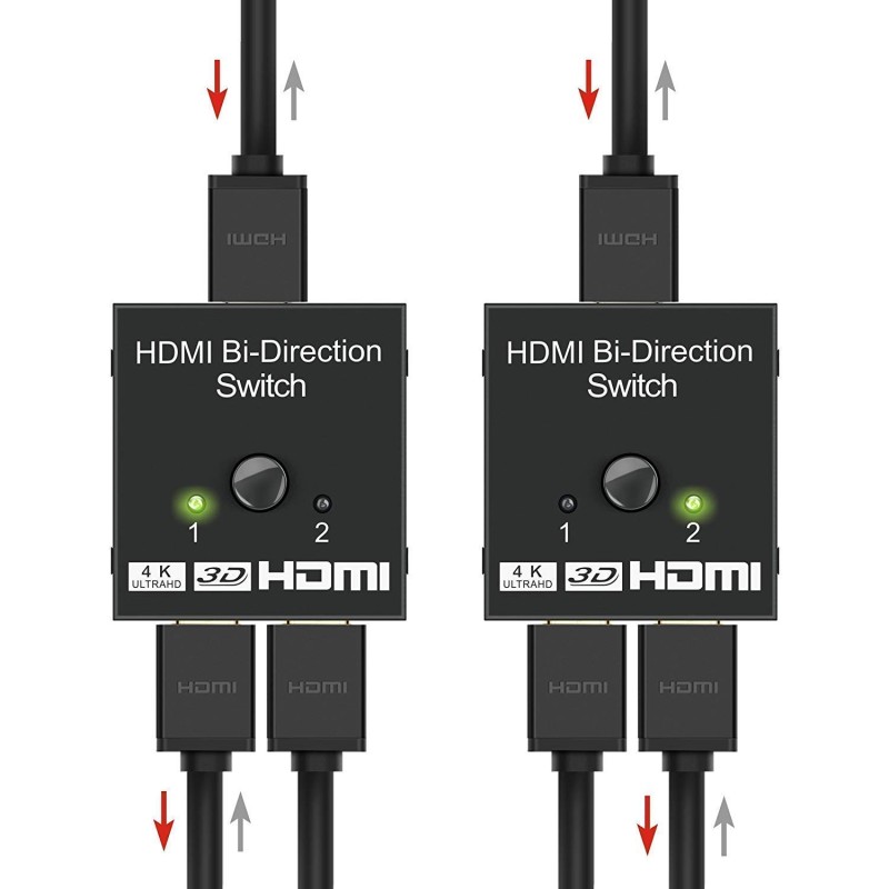 Farraige®HDMI Switch Splitter, 2 Port Bi-Directional Manual HDMI Switch 2 in 1 Out or 1 in 2 Out Splitter Supports 4K 2K 3D Full HD 1080p Farraige®HDMI Switch Splitter, 2 Port Bi-Directional Manual HDMI Switch 2 in 1 Out or 1 in 2 Out Splitter Supports 4K 2K 3D Full HD 1080p