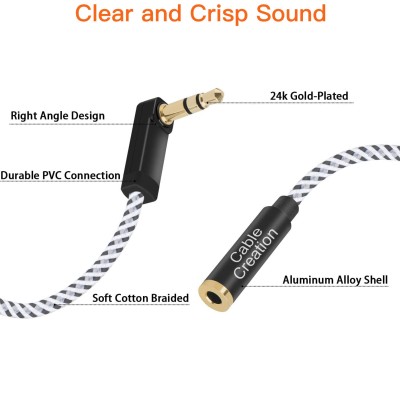 Cablecreation Audio Auxiliary Stereo Extension Cable Trs 3.5Mm Stereo Jack Male To Female, Stereo Jack Cord For Phones, Headphones, Speakers, Tablets, Pc, Mp3 Player 3Ft - Black And White Cablecreation Audio Auxiliary Stereo Extension Cable Trs 3.5Mm Stereo Jack Male To Female, Stereo Jack Cord For Phones, Headphones, Speakers, Tablets, Pc, Mp3 Player 3Ft - Black And White