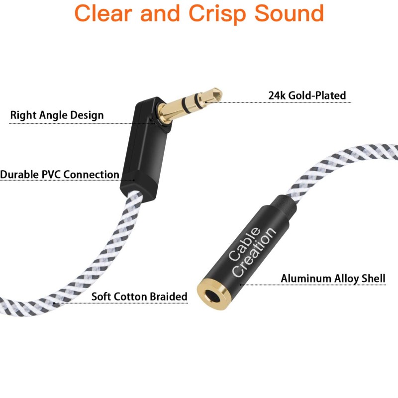 Cablecreation Audio Auxiliary Stereo Extension Cable Trs 3.5Mm Stereo Jack Male To Female, Stereo Jack Cord For Phones, Headphones, Speakers, Tablets, Pc, Mp3 Player 3Ft - Black And White Cablecreation Audio Auxiliary Stereo Extension Cable Trs 3.5Mm Stereo Jack Male To Female, Stereo Jack Cord For Phones, Headphones, Speakers, Tablets, Pc, Mp3 Player 3Ft - Black And White