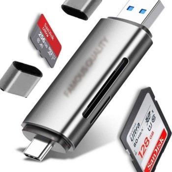 Famous Quality® 3 in 1 USB 3.0, USB C, Micro USB Card Reader SD, Micro SDXC Memory Card Reader for MacBook PC Tablets Smartphones