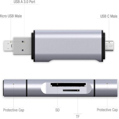 Famous Quality® 3 in 1 USB 3.0, USB C, Micro USB Card Reader SD, Micro SDXC Memory Card Reader for MacBook PC Tablets Smartphones